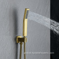 Gold Shower Set New Design Guangdong 2022 Hot Sales Square Luxury Brushed Brass Bathroom Rain Wall Mounted Concealed Gold Shower Set Factory